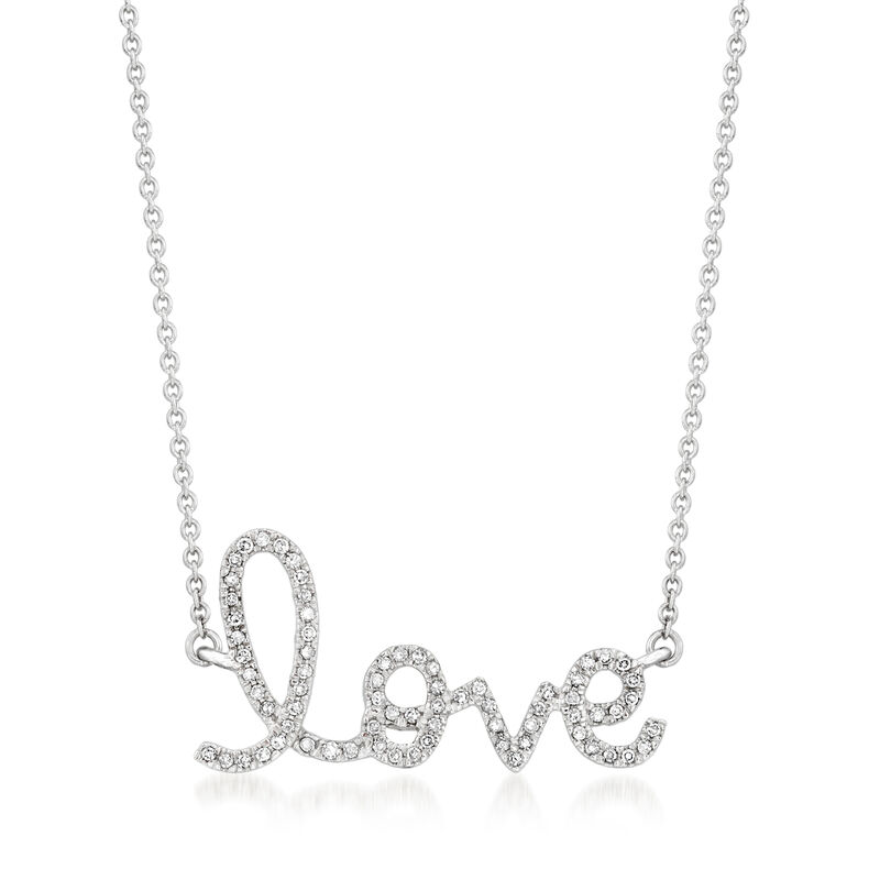 .17 ct. t.w. Diamond &quot;Love&quot; Necklace in 14kt White Gold image number 0