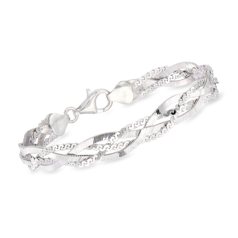 Italian Sterling Silver Braided Bracelet image number 0