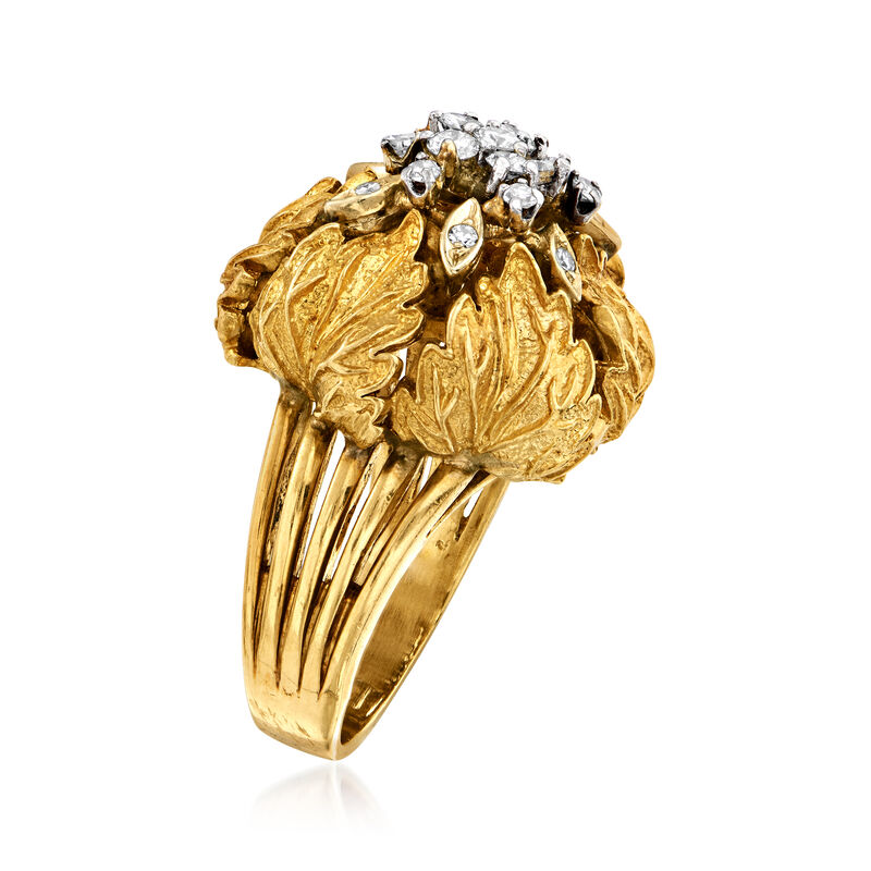 C. 1970 Vintage .70 ct. t.w. Diamond Leaf Cluster Ring in 18kt Yellow Gold image number 2