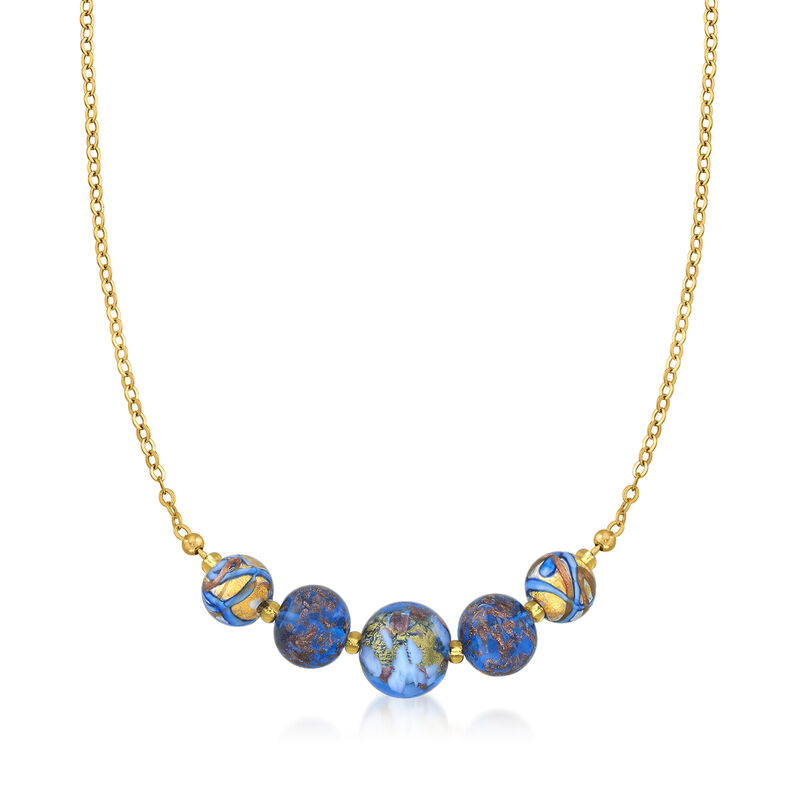 Italian Multicolored Murano Glass Bead Necklace in 18kt Yellow Gold Over Sterling. 18&quot; image number 1