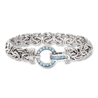 .90 ct. t.w. Sky Blue Topaz Byzantine Bracelet in Sterling Silver