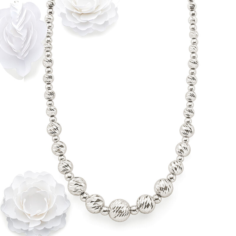 Italian Sterling Silver Diamond-Cut Bead Necklace image number 5