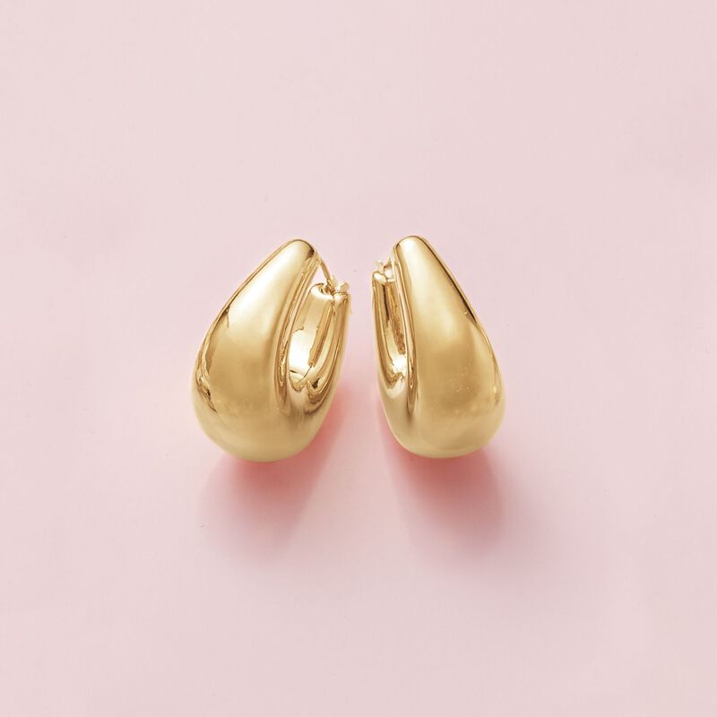 Andiamo 14kt Yellow Gold Puffed Hoop Earrings. 1&quot; image number 4