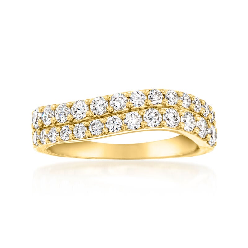 1.00 ct. t.w. Lab-Grown Diamond Two-Row Wave Ring in 18kt Gold Over Sterling image number 0