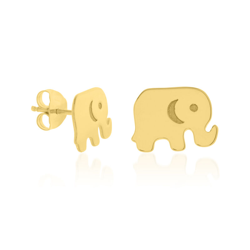 14kt Yellow Gold Baby Elephant Stud Earrings image number 1