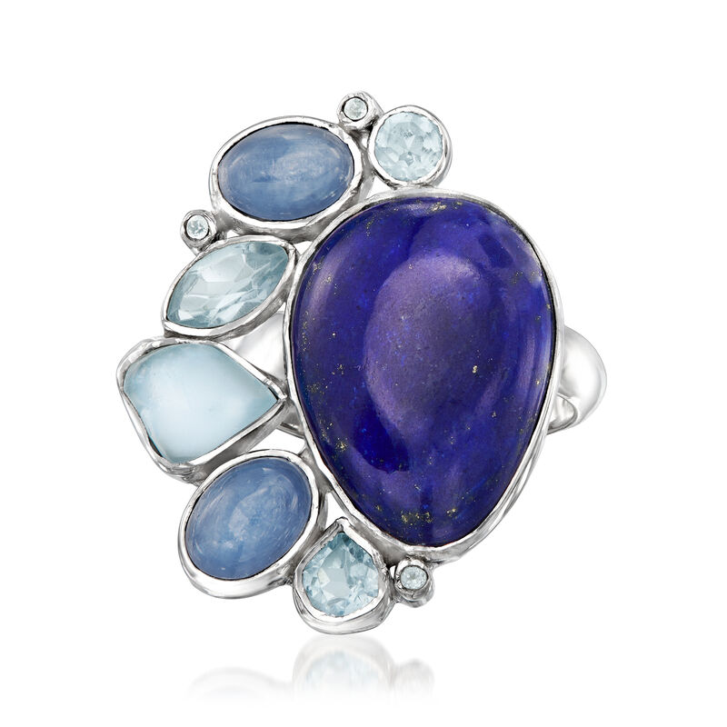 Lapis and 3.00 ct. t.w. Kyanite Ring with 1.96 ct. t.w. Sky Blue Topaz in Sterling Silver image number 0