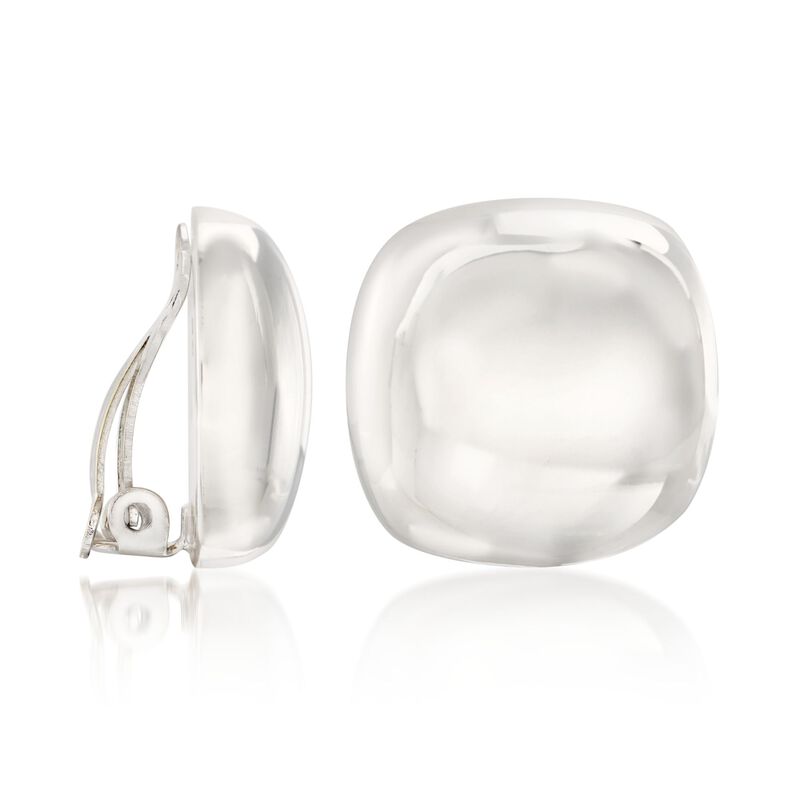 Zina Sterling Silver &quot;Contemporary&quot; Small Square Clip-On Earrings image number 0
