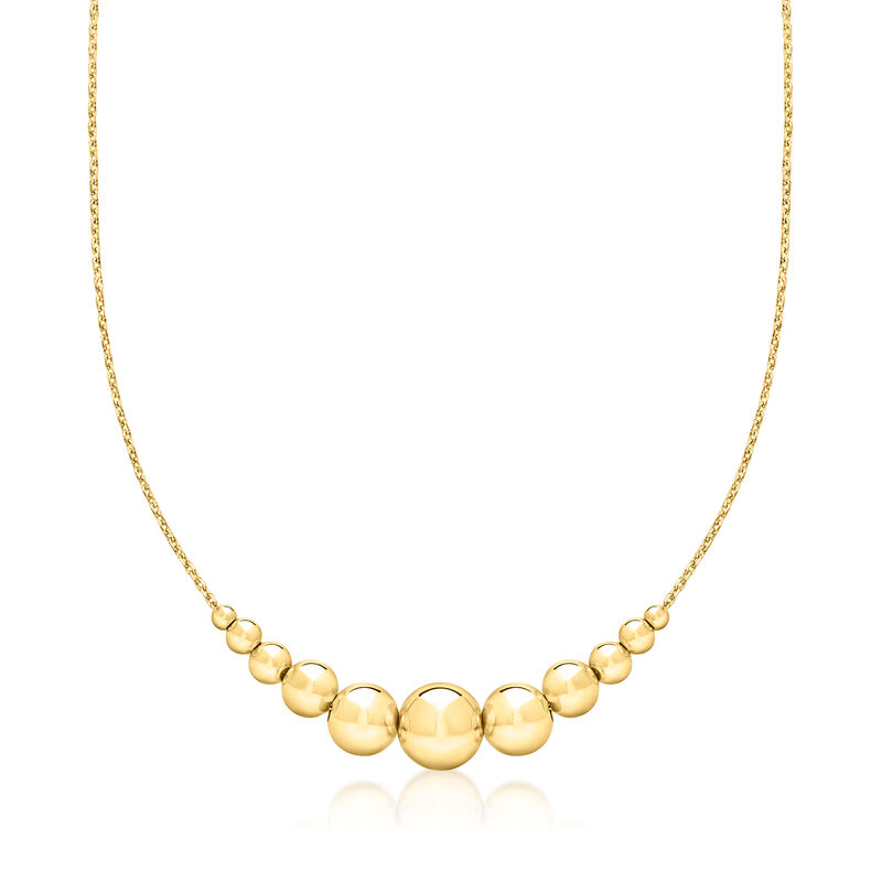 Italian 18kt Gold Over Sterling Graduated Bead Cable-Chain Necklace. 18&quot; image number 1