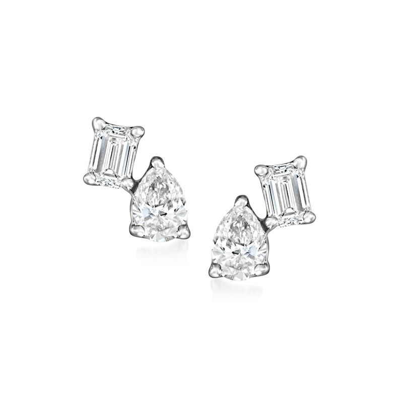 .20 ct. t.w. Lab-Grown Diamond Toi et Moi Earrings in 14kt White Gold  image number 0