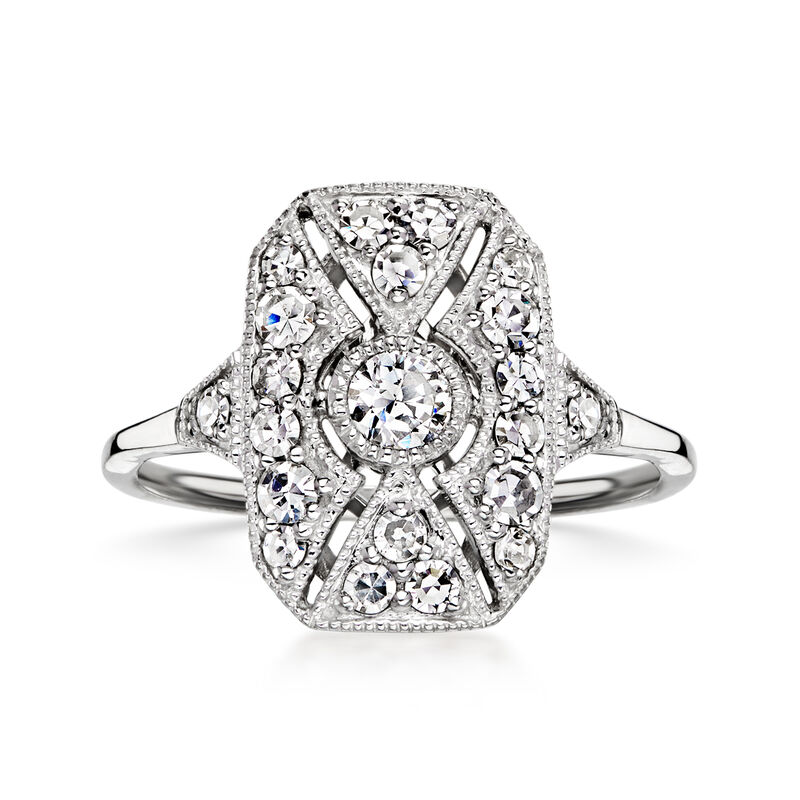 C. 1990 Vintage .50 ct. t.w. Diamond Filigree Ring in Platinum. Size 6 image number 0