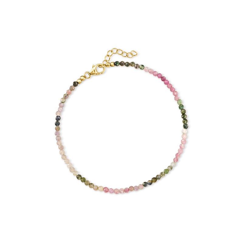 13.00 ct. t.w. Multicolored Tourmaline Bead Anklet in 18kt Gold Over Sterling. 9" image number 0