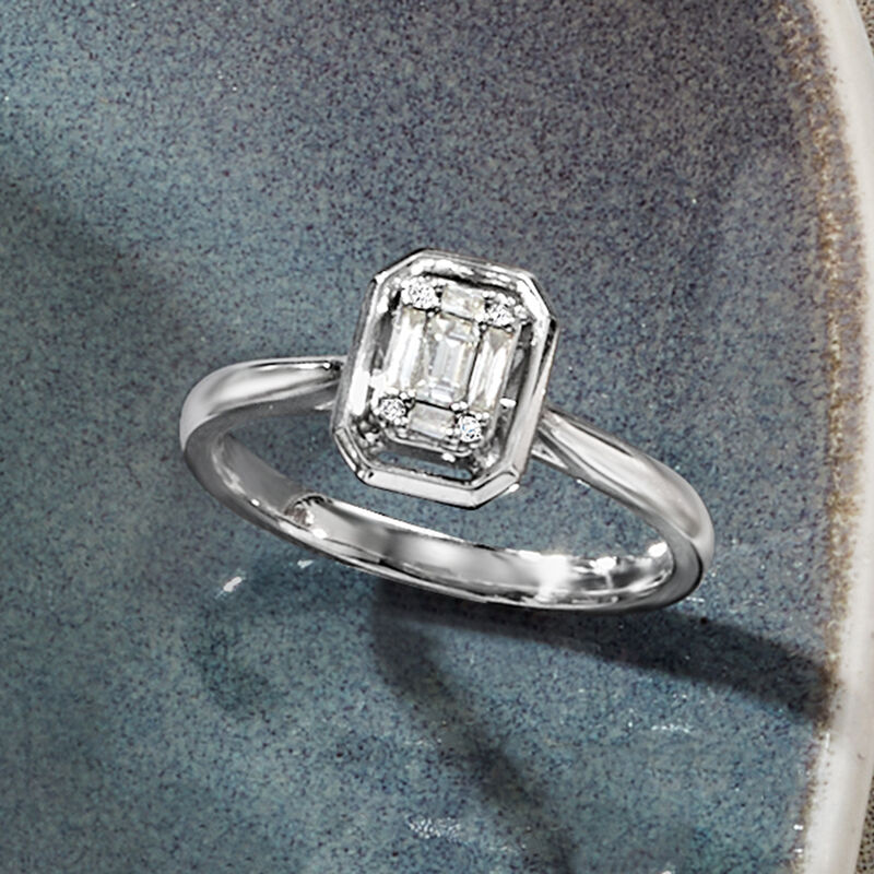 .15 ct. t.w. Diamond Cluster Ring in Sterling Silver image number 3