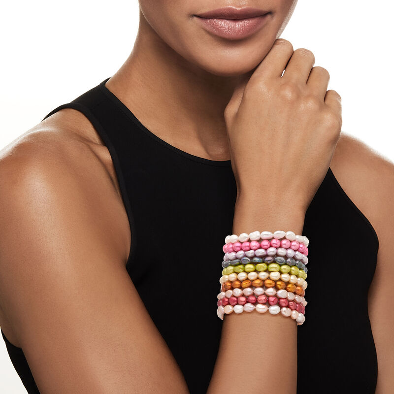 6-7mm Multicolored Cultured Pearl Jewelry Set: Ten Stretch Bracelets image number 1