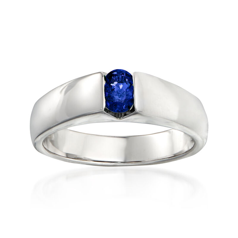 C. 1990 Vintage Salvini .35 Carat Oval Sapphire Ring in 18kt White Gold. Size 6.75 image number 0