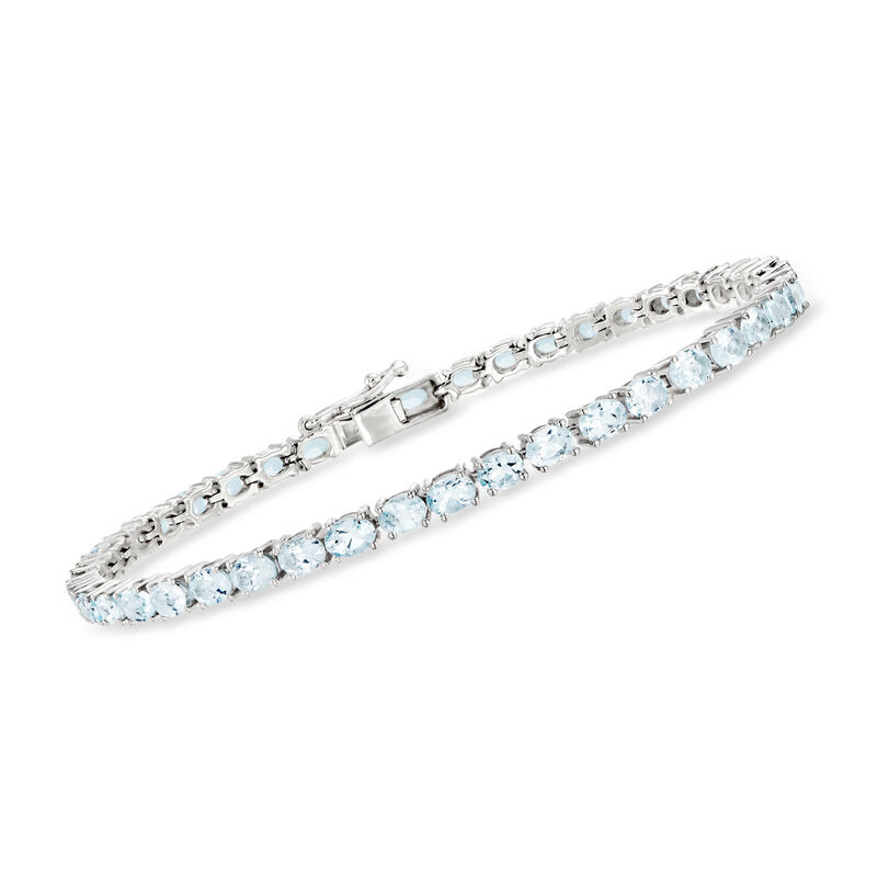 7.00 ct. t.w. Aquamarine Tennis Bracelet in Sterling Silver image number 0