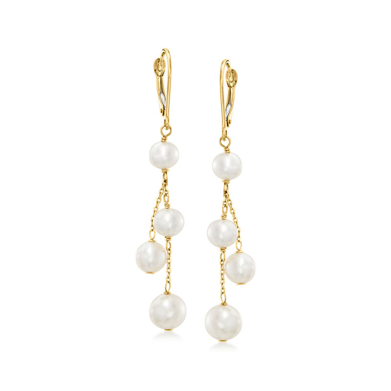5-8mm Cultured Pearl Drop Earrings in 14kt Yellow Gold  image number 0