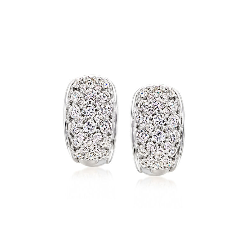 C. 1990 Vintage 2.50 ct. t.w. Diamond Curved Earrings in 14kt White Gold image number 2
