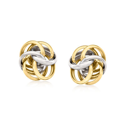 Italian Sterling Silver and 18kt Gold Over Sterling Love Knot Earrings