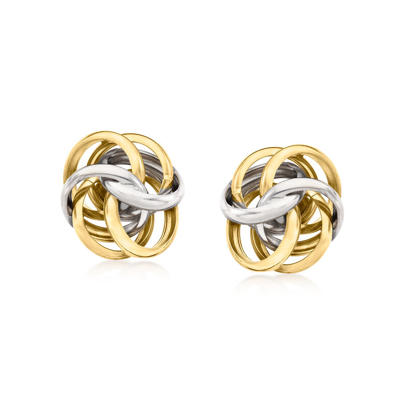 Italian Sterling Silver and 18kt Gold Over Sterling Love Knot Earrings  image number 0