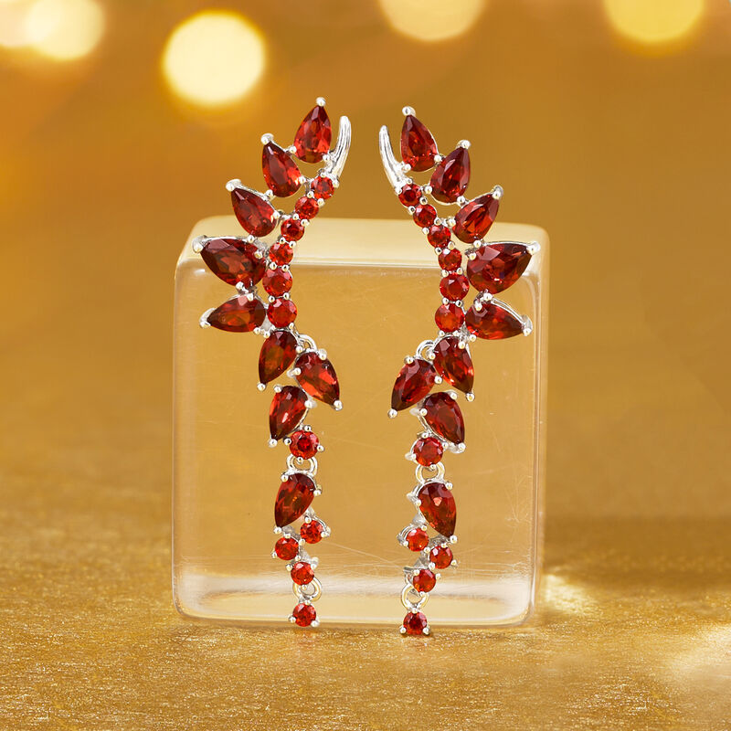 5.05 ct. t.w. Garnet Drop Earrings in Sterling Silver image number 2