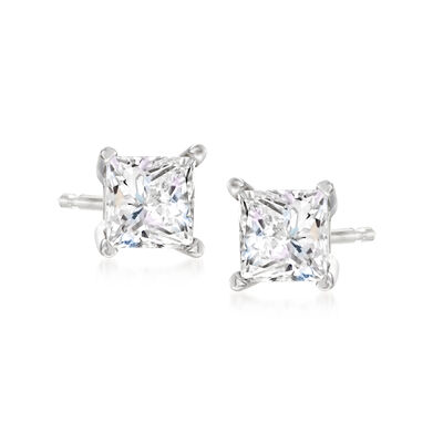 1.00 ct. t.w. Princess-Cut CZ Stud Earrings in 14kt White Gold