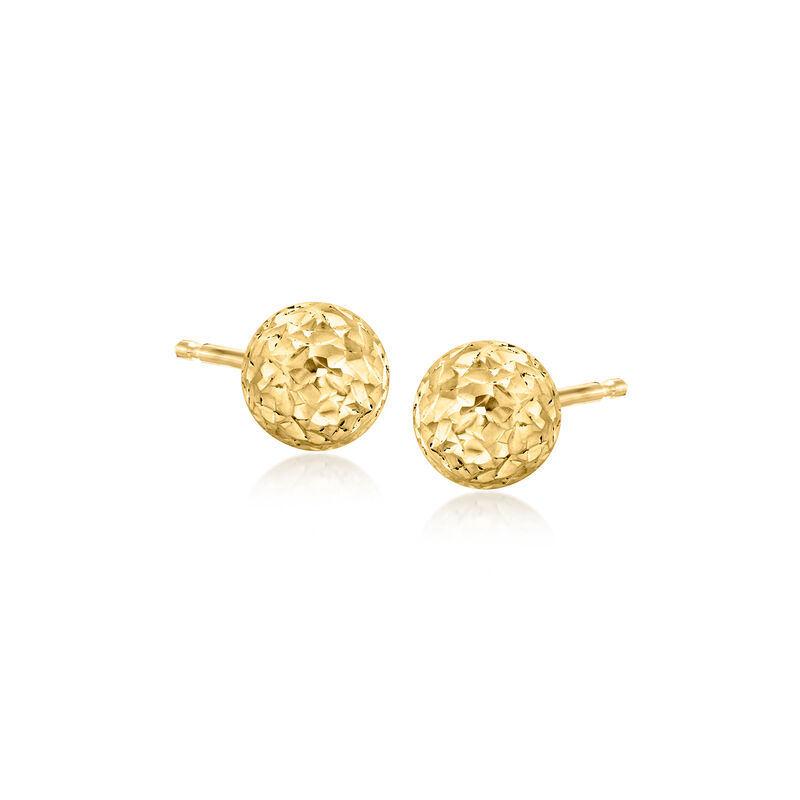 Italian 18kt Yellow Gold Diamond-Cut Dome Stud Earrings image number 0