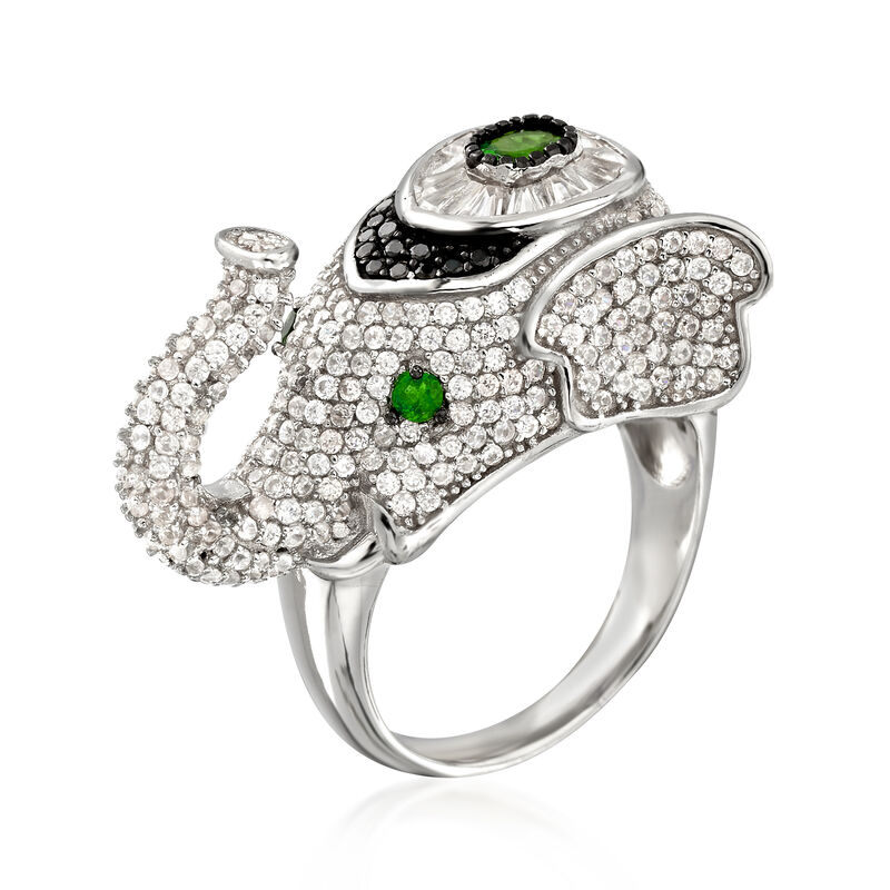4.27 ct. t.w. Multi-Stone Elephant Ring in Sterling Silver image number 2