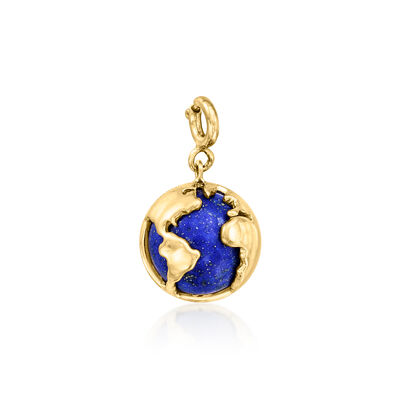 Lapis and 18kt Gold Over Sterling Globe Charm