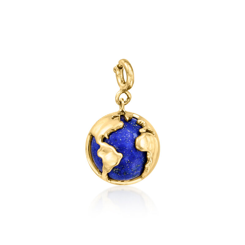 Lapis and 18kt Gold Over Sterling Globe Charm image number 0