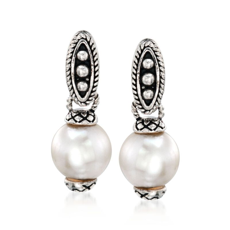 Andrea Candela 7.5-8mm Pearl Drop Earrings in Sterling Silver image number 0
