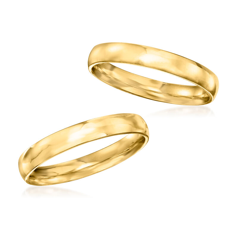 18kt Gold Over Sterling Jewelry Set: Two 3mm Stackable Rings image number 3