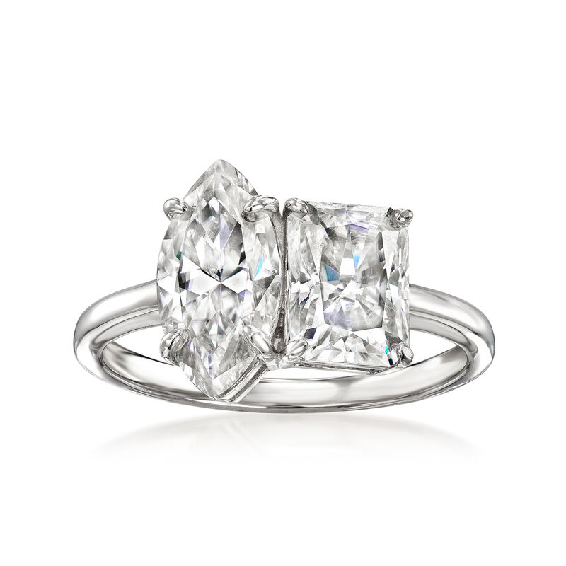 3.40 ct. t.w. Moissanite Toi et Moi Ring in Sterling Silver image number 0