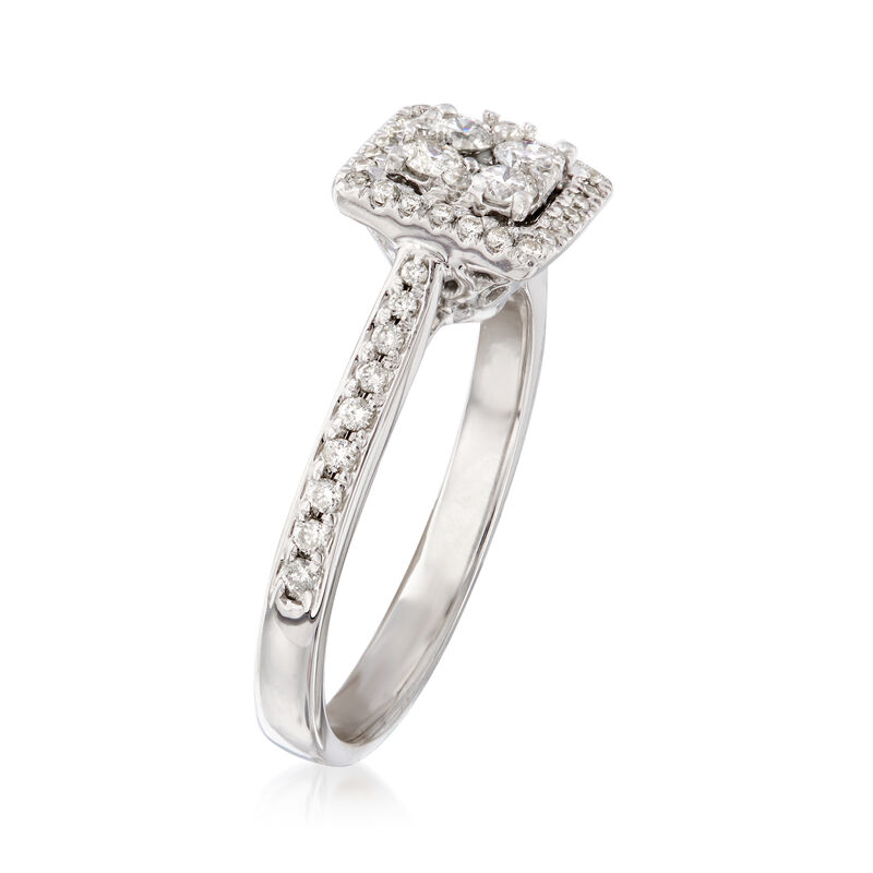 C. Vintage .65 ct. t.w. Diamond Cluster Square Ring in 14kt White Gold. Size 7 image number 2