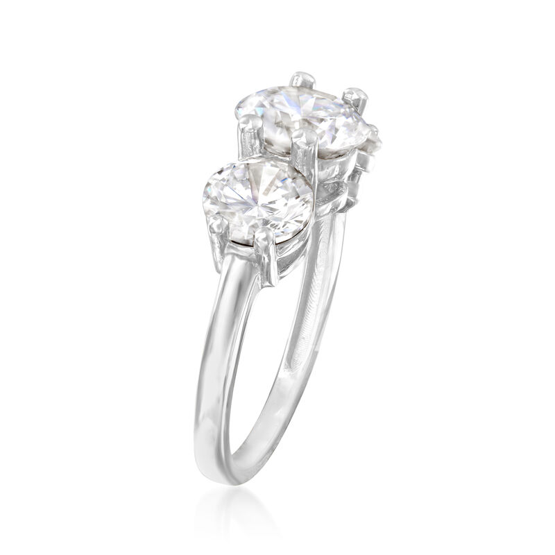 4.00 ct. t.w. CZ Three-Stone Ring in 14kt White Gold image number 3