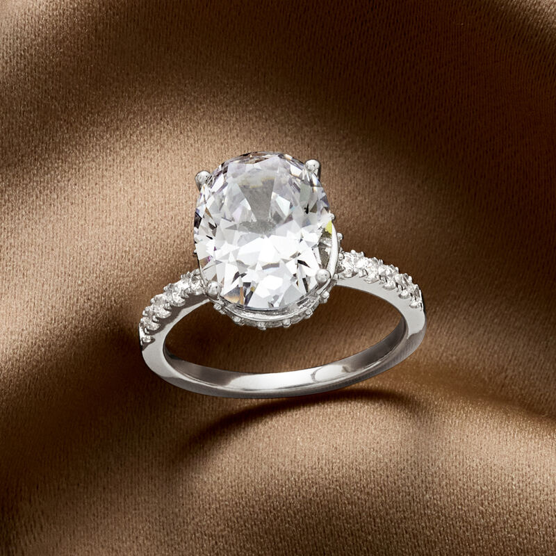 Rhodium-Plated Linear Drop Earrings with Simulated Tonal Blue Gemstones image number 3