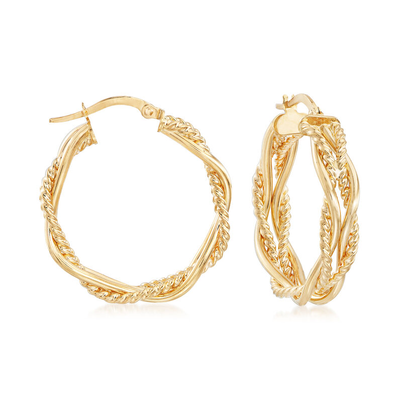 Italian 14kt Yellow Gold Interlocking Hoop Earrings image number 0