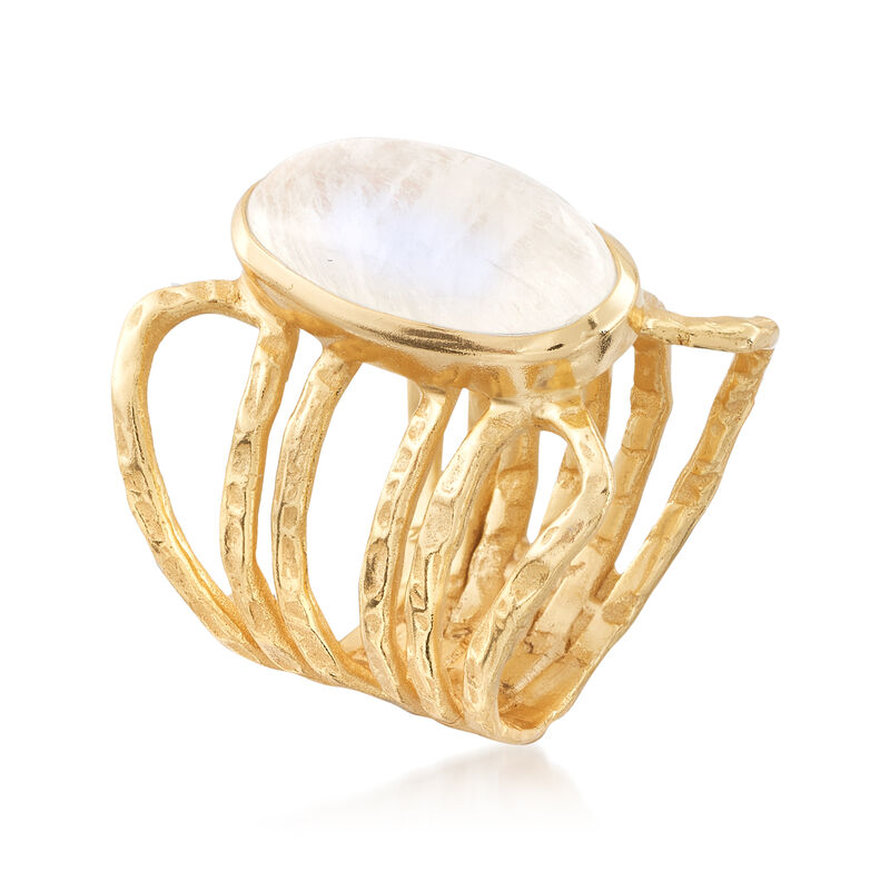 Multi-Row Moonstone Ring in 18kt Yellow Gold Over Sterling Silver image number 2