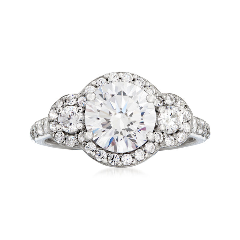 2.70 ct. t.w. CZ Three-Stone Ring in Sterling Silver image number 0