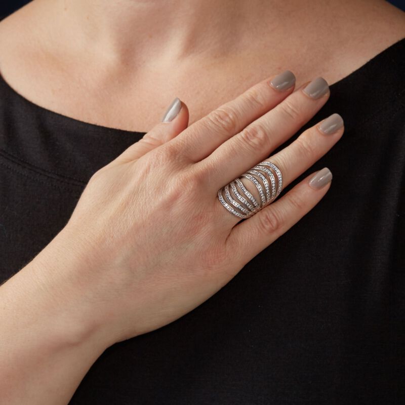 1.36 ct. t.w. CZ Multi-Row Knuckle Ring in Sterling Silver image number 3