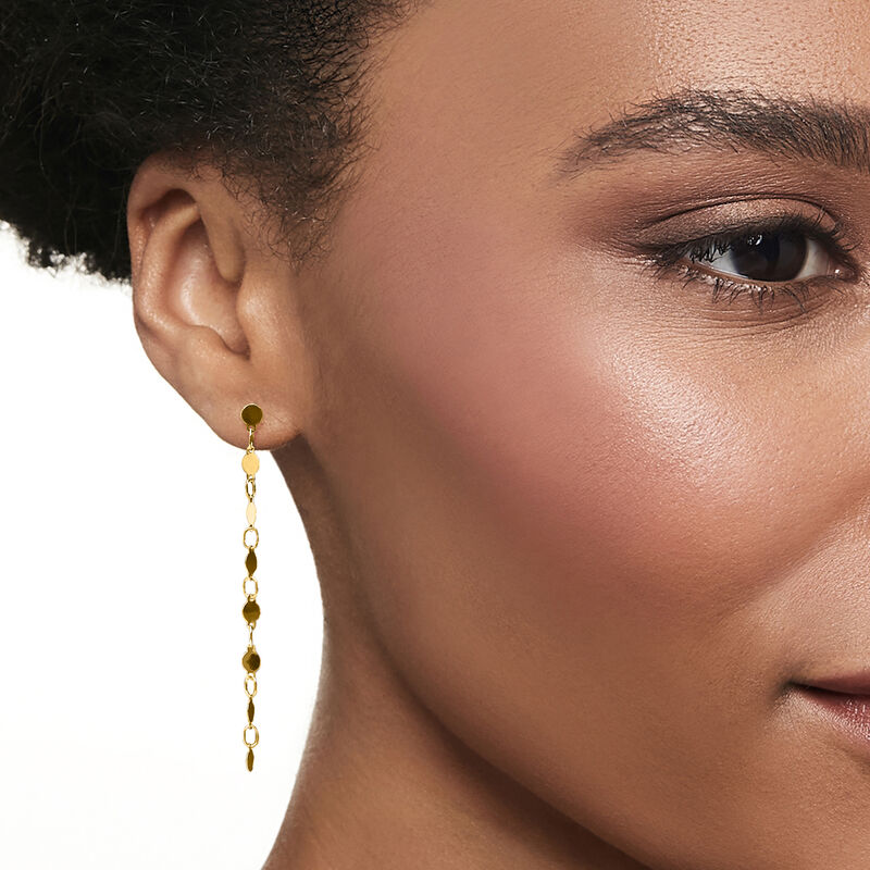 14kt Yellow Gold Linear Drop Earrings image number 1