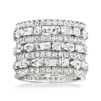 6.56 ct. t.w. Multi-Shaped CZ Multi-Row Eternity Band in Sterling Silver 6.56 ct. t.w. Multi-Shaped CZ Multi-Row Eternity Band in Sterling Silver
