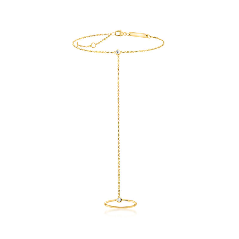 C. 2000 Vintage .10 ct. t.w. Diamond Hand Chain Bracelet in 14kt Yellow Gold. 6.5&quot; image number 0