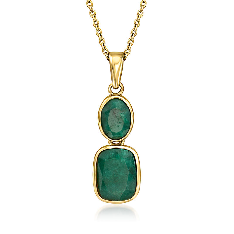 2.40 ct. t.w. Emerald Pendant Necklace in 18kt Gold Over Sterling. 18" image number 1