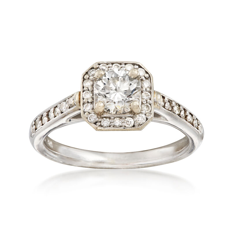 C. 2000 Vintage 1.15 ct. t.w. Diamond Square Halo Ring in 14kt White Gold. Size 7 image number 0