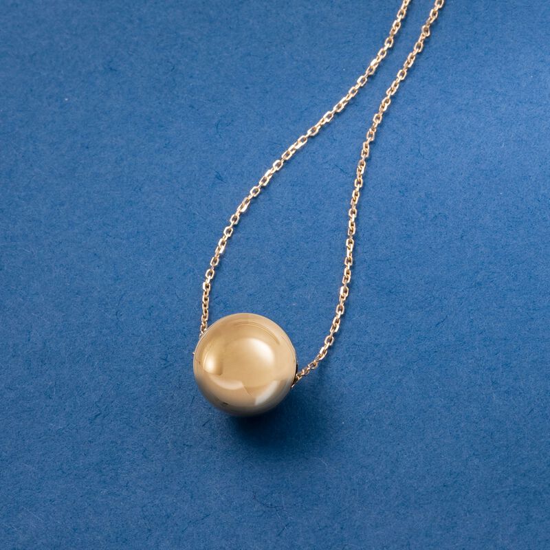 14kt Yellow Gold Single-Bead Necklace image number 2