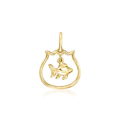 Italian 10kt Yellow Gold Fish in Bowl Charm