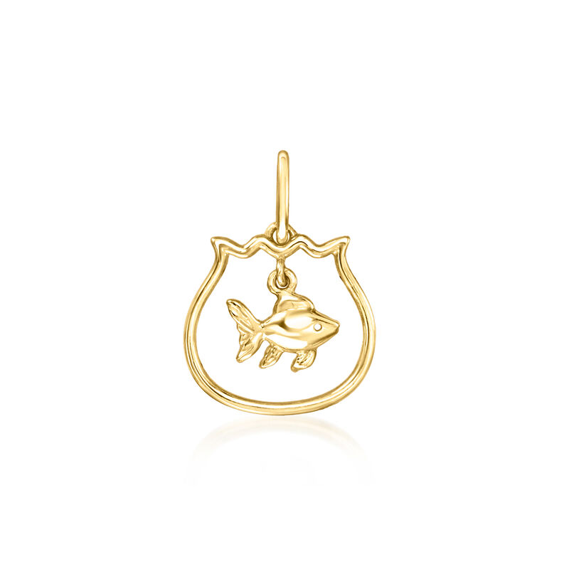 Italian 10kt Yellow Gold Fish in Bowl Charm  image number 1