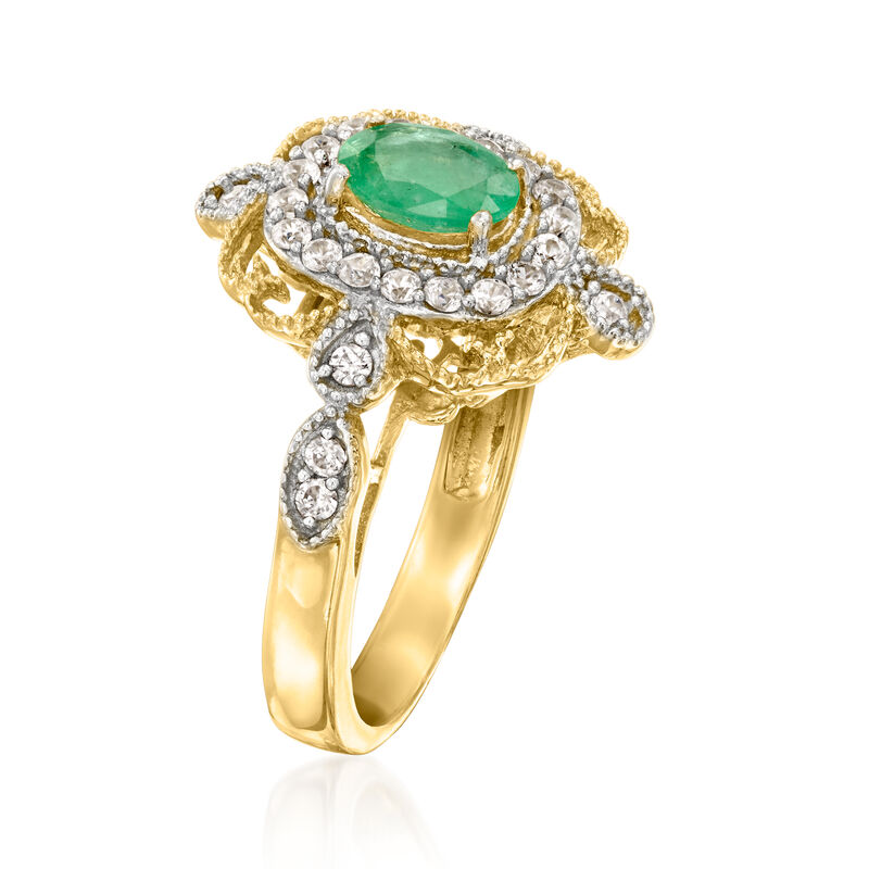 .70 Carat Emerald Ring and .40 ct. t.w. White Zircon Ring in 18kt Gold Over Sterling image number 1