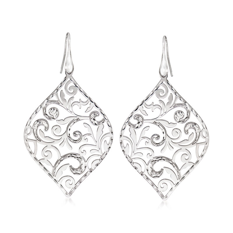 Italian Sterling Silver Filigree Drop Earrings image number 0
