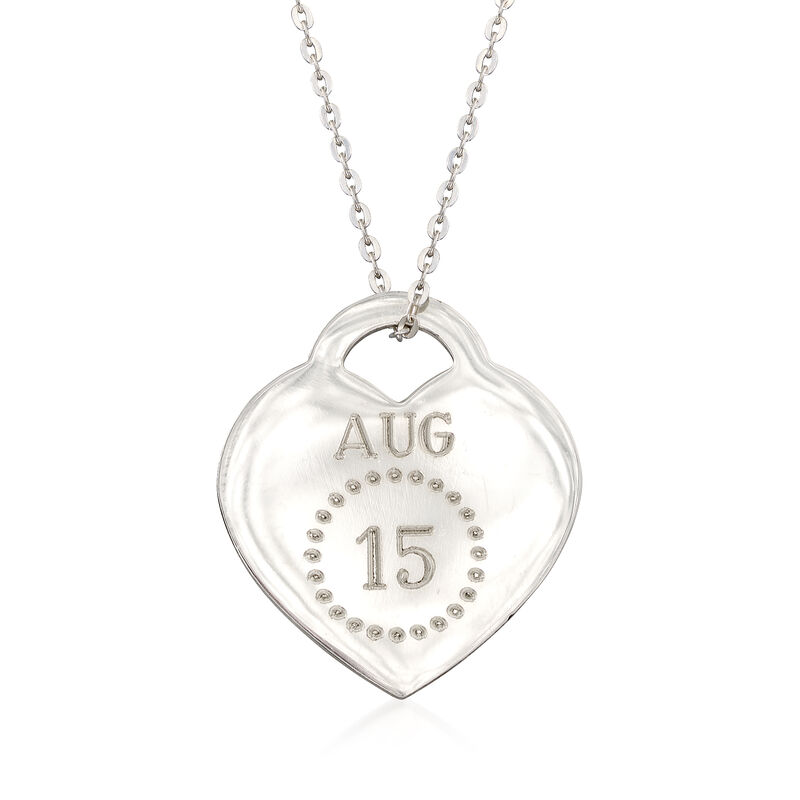 Sterling Silver Personalized Month and Day Heart Pendant Necklace. 18&quot; image number 1